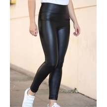 Alamod Suni Deri Kadın Tayt Siyah