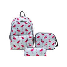Superbag Kız Çocuk Ilkokul Çantası Flamingo Desenli Sırt Çantası Beslenmelik Ve Kalemlik 3'lü Set