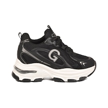 Guja Fileli Bağcıklı Kalın Tabanlı Sneaker Şık Rahat Siyah Kadın Casual Yürüyüş Ayakkabı 26y323