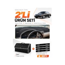 Infınıtı İ30 1995-2000 Uyumlu Torpido Örtüsü + Deri Bagaj Çantası + Sticker Seti - Siyah Gri
