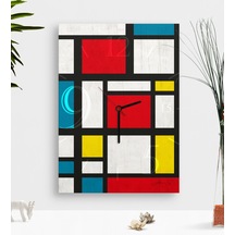 Kişiye Özel Mondrian Ahşap Tablo Duvar Saati-1