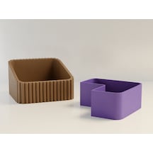 Bezos 3d Baskı Fıstık Kasesi - Çift Hazneli Kabuk Ayırıcı Sunum Kasesi - Kahverengi Mor Nıda