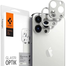 Spigen Apple Uyumlu iPhone 13 Pro Max / Apple Uyumlu iPhone 13 Pro İle Uyumlu Kamera Lens Cam Ekran Koruyucu Glas.tr Optik 2 Adet Silver