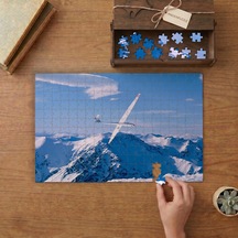 Planör Uçak - Karlı Dağlar Tasarımı 240 Parça Ahşap Puzzle Ahşap Kutuda Mpy10492