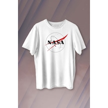 Nasa Logosu Siyah Kırmızı Uzay Cosmos Baskılı Tişört Unisex T-shirt 001