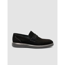 Cabani Süet Hakiki Deri Siyah Erkek Loafer Siyah