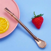 Paslanmaz Çelik Süzgeçli Tekrar Kullanılabilir İçecek Kaşığı Pipet, Rgold