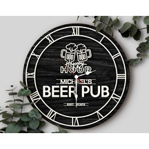 Bk Gift Barlara Özel Dekoratif Siyah Ahşap Duvar Saati 35cm-27 , Bar Duvar Saati , Cafe Duvar Saati , Özel Ahşap Saat Kobitmeyen138357 Bk Gift