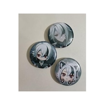 Genshin Impact Temalı Anime Buton Rozet Seti, 37mm Açık Kahverengi