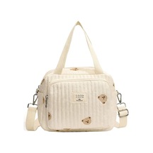 Jialan Bebek Bezi Çantası Değiştirme Çantası Sevimli Ayı Nakış Beyaz