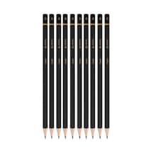 10 Adet Kurşun Kalem Seti, Matte, Siyah, 10'lu Set Çok Renkli