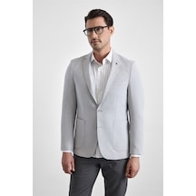 Süvari Gri Slim Mono Yaka Torba Cep 6 Drop Klasik Ceket Ct2021600428-s05