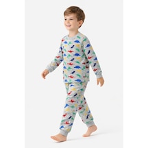 Cenanın Dolabı Çocuk Pijama Takımı,unicex Pijama Takımı Gri Menanjlı