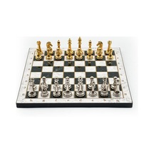 Ahşap - 958 - Satranç Takımı Metal Taşlı Merduz36s - 36cm, Altın-gümüş - Muratech - - Merduz36g