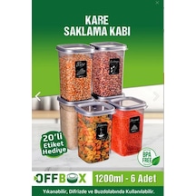Offbox 6 Lı 12 Parça 1,2 Litre Kare Erzak Saklama Kutusu Takımı 20 Etiketli Baharatlık Diğer