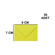 50 Adet Sarı Renkli Küçük Zarf 7x9