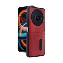 Redmi A3 4g Kılıf Sara Kartvizitli Deri Kılıf - Kırmızı Bz8683140846930