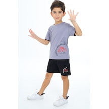 Toontoy Kids Toontoy Erkek Çocuk Goog Vıbes Clup Baskılı Şortlu Takım Gri