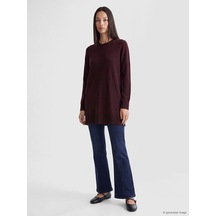 Lc Waikiki Lc Waıkıkı Bordo Bisiklet Yaka Kadın Triko Tunik