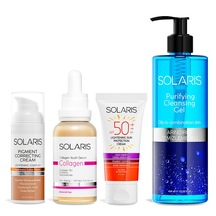 Solaris Leke Karşıtı Krem + Collagen Serum + Güneş Koruyucu + Temizleme Jel 4'lü 50 ML