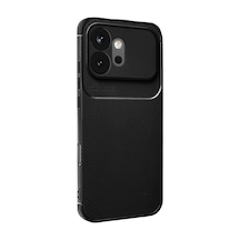 Huawei Honor 600 Uyumlu Auto Focus Karbon Kapak - Siyah