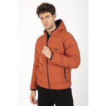 Maraton Sportswear Regular Erkek Kapşonlu Uzun Kol Basic Kiremit Mont 21259-kiremit Kiremit