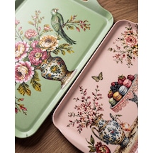 Makaron Ve Çiçek Desenli 2 Li Melamin Sunum Tepsisi Seti Rosave Çok Renkli