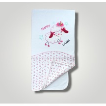 Kız Bebek Battaniyesi Kuzulu Nakışlı Puset Örtüsü Yatak Örtüsü Hediyelik Oyun Matı Pembe