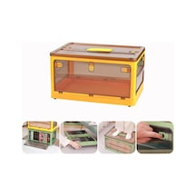 Sones Katlanabilir Plastik Saklama Kutusu Tekerlekli İstiflenebilir Depolama Düzenleyici 37 X 26,5 X 22 Cm, Renk: Sarı
