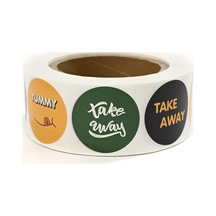 Yapışkanlı Pp Film Etiket 45 Mm Take Away Yeşil + Take Away Siyah + Yummy Turuncu Desenli 1000'li