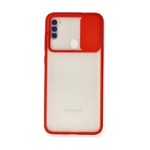 Samsung Galaxy Uyumlu A11 Kılıf Palm Buzlu Kamera Sürgülü Silikon - Kırmızı İtdark28523