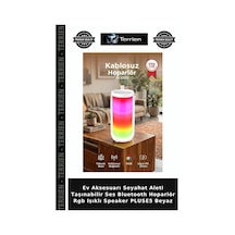 Ev Aksesuarı Seyahat Aleti Taşınabilir Ses Bluetooth Hoparlör Rgb Işıklı Speaker Pluse5 Beyaz