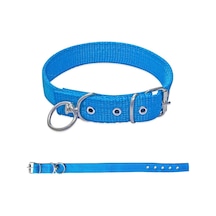 Savex Dokuma Köpek Boyun Tasması Mavi 4 70 Cm Fosforlu Sarı