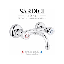 Sardıcı Hisar Krom Duvar Tipi Sabit Lavabo Bataryası Çift Su Girişli Dirsek Rozet Takımı Dahil