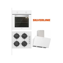 Silverline BO65E1W01-CS5349W01-3457 SOHO Beyaz Cam Ankastre Set