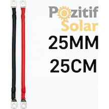 2 Adet 25 Milim Bakır Makaronlu Pabuçlu 25 Cm Akü Atlama Kablosu