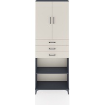 Arges Dolap 4 Raflı 3 Çekmeceli 2 Kapaklı 88x30x243 Antrasit-aytaşı Antrasit