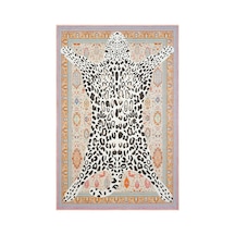 Cool Halı Jagora Leopar Halı Kaplan Desen Vintage Bej Şönil Halı Yıkanabilir Leoparlı Dekoratif Halı