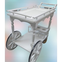 Servis Araba Teker Model Ahşap Kayın İnce Torna İskelet Natüre Boya ,yemek Servis İdeal Çözüm