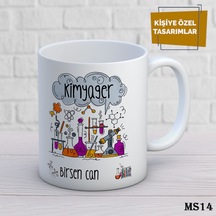 Kişiye Özel Meslek Temalı Kupa İsimli & Fotoğraflı Premium Hediye Bardak Kimyager Beyaz