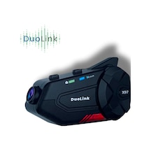 DuoLink X97 Plus İnterkom Motosiklet Kameralı 6 Kişi Grup Bluetooth Kask Intercom Video Kayıt Kulaklık