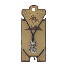 Unisex Koton İp Askılı Ve Gümüş Antik Kaplamalı Tribal Kolye - Kgkk-36 Çok REnkli