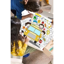 Sinaticaret Okul Boyama Rulosu, 5 Metre X 45 Cm, Çocuklar İçin Dev Boyama Kağıdı, Okul Temalı, Eğitici Ve Eğlenceli Aktivite