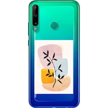 Huawei P40 Lite E Brush Leaf Tasarımlı Süper Şeffaf Telefon Kılıfı Çok Renkli