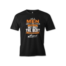Best Are Born İn August Baskılı Sİyah Erkek Tshirt 001