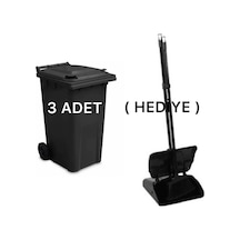 3 Adet Plastik Çöp Konteyneri 240 Lt Isıya Karşı Dayanıklı Kapaklı Faraş Hediyeli Siyah 3 Adet Plastik Çöp Konteyneri 240 Lt Isıya Karşı Dayanıklı Kapaklı Faraş Hediyeli Siyah