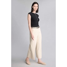 Defacto Culotte Yüksek Bel Düz Paça Pantolon E7242ax26auer223 Ekru-er223