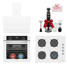 Simfer 0+9 Fonksiyon Airfry Beyaz 3'lü Ankastre Set (8216 Fırın + 3507 Ocak + 8707 Davlumbaz)