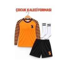 Sonvadi Çocuk Kaleci Forması Turuncu Sünger Destekli Uzun Kol Şortlu Takım Çorap Turuncu