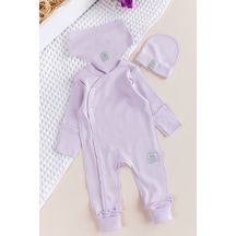 Babymod Kendinden Eldivenli Naturel Bebek Tulum Takım LİLA